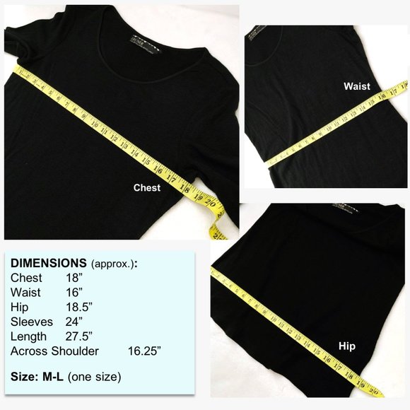 ERUNER 2-pc Set Black Tunic Long Sleeved Round Neck w/ matching Scarf M-L - Picture 12 of 15